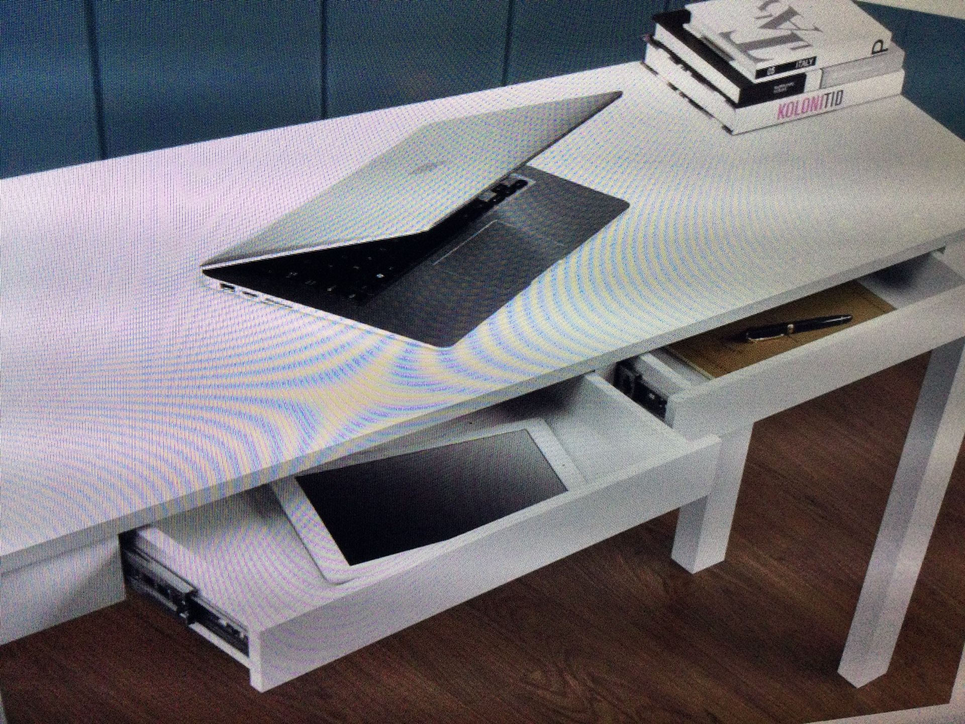 AMERIWOOD HOME LARGE PARSONS 2- DRAWER COMPUTER DESK WITH CHAIR WHITE