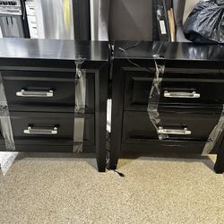 Black Nightstands Set