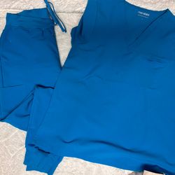 Blue Jogger Scrub Set