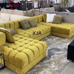 Brand New Double Chaise Sectional Couch Velvet 