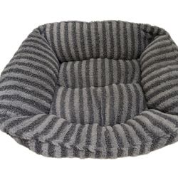 2-Toned Grey Striped b.happi Padded Dog Cat Pet Bed w/ Thick Bottom Cushion. 19" x 15" x 6" exterior dimension