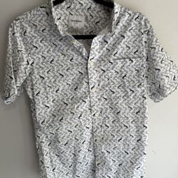 Goodfellow & Co Mens Large Short-Sleeve Button Down Shirt W/ Lizard  Print
