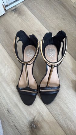 Vince Camuto Mitzy black and gold ankle sandals size 7M/37