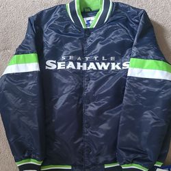 Starter Seattle Seahawks Satin Bomber Jacket Size xxl/xl/large/medium  men's