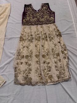Embroidered Anarkali Dress with Gold Beadwork