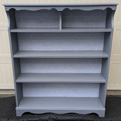 Wide Shallow Solid Wood Bookshelf Bookcase Storage Shelf