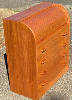 Dania Teak Veneer Roll Top Desk