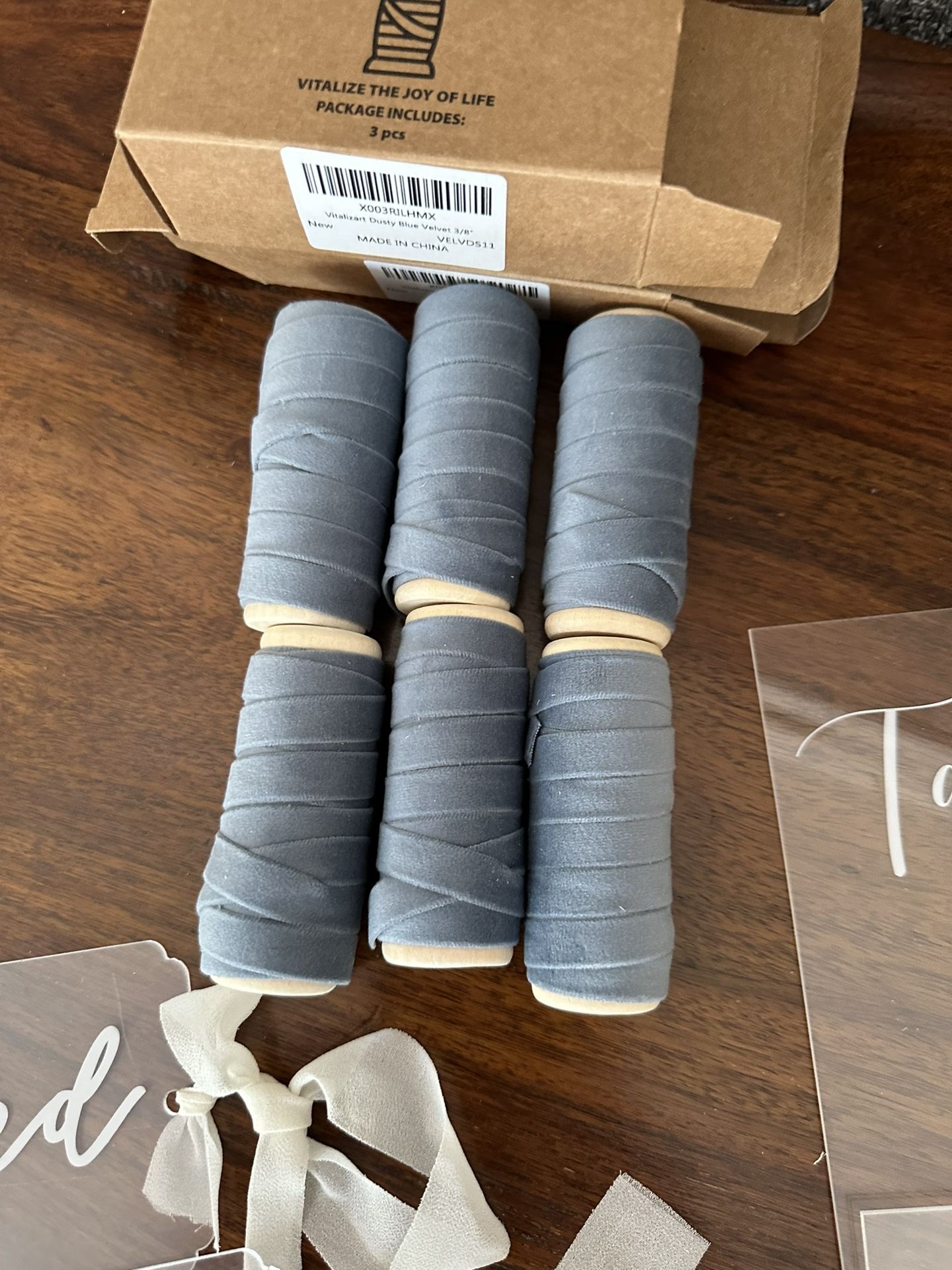 Wedding Bridal Baby Shower Blue Velvet Ribbon 2 New Boxes
