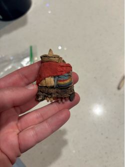 Vintage Miniature Guatemalan Worry Dolls on Wooden Bus Folk Art Souvenir