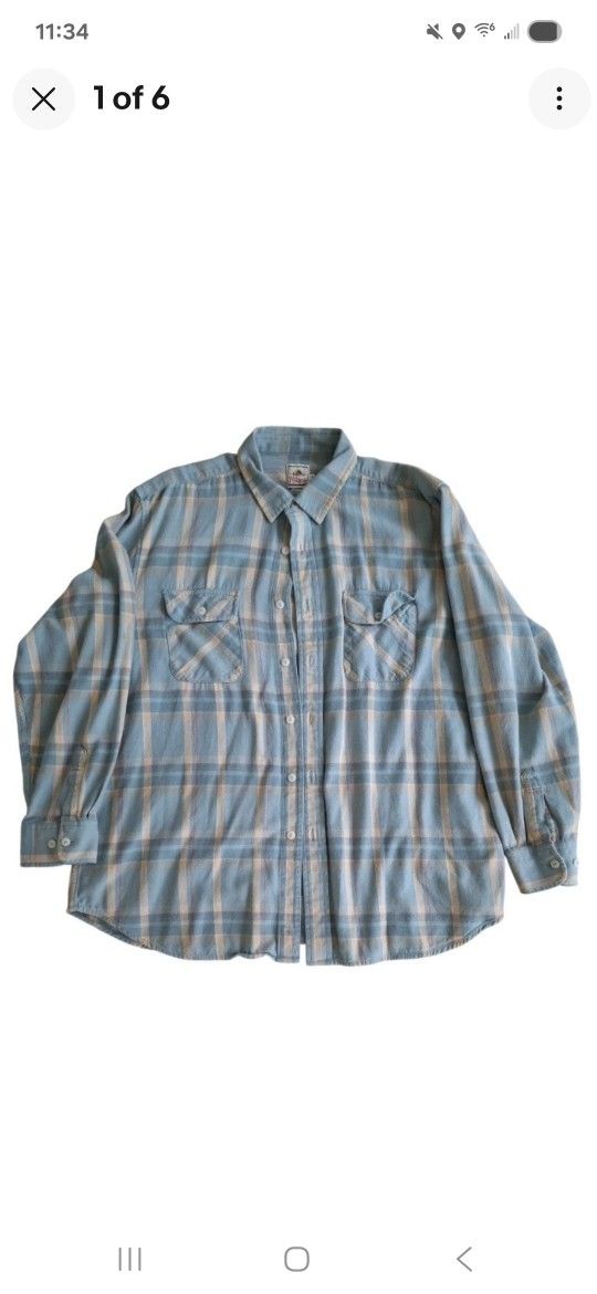 Pendleton Shirt Mens XL Green Beige Plaid Mason Button Up Flannel Cotton
