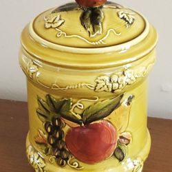 Geo Z. Lefton Small Jar Canister Green Apple Ceramic 4131


