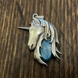 Sterling silver bluestone, unicorn pendant
