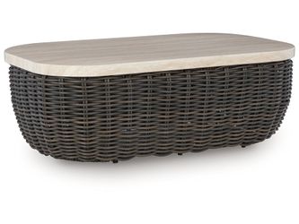 Kimora Beige/Dark Brown Outdoor Coffee Table