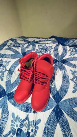 All Red Timberland Boots