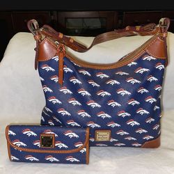 Authentic Dooney & Bourke Broncos Hobo Shoulder Bag w/matching wallet