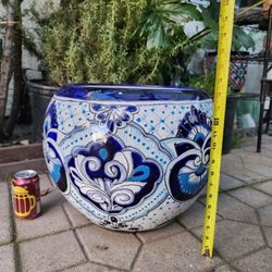 Blue Talavera-Style Planter — Christmas Gift