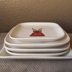 Assortment of Rae Dunn Christmas Plates 