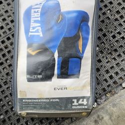 Everlast Blue Elite Pro Style Boxing Gloves 14 Ounce-- Brand new