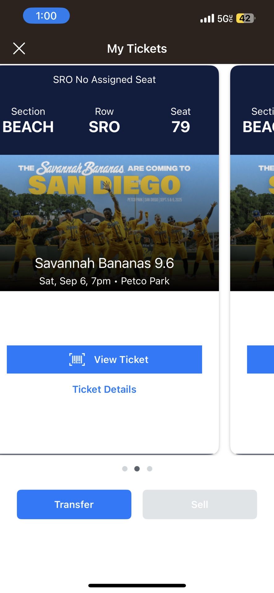 Pair Of Two Tickets To The Savannah Bananas At Petco Park Home Of The San Diego Padres Friday 9/5 Or Saturday 9/6 7pm