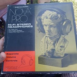 Vintage 1970s Realistic Nova Pro Hi-Fi Stereo Headphones – With Box