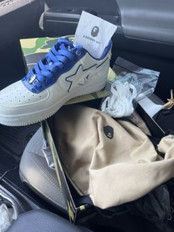 White Navy Bapesta Air Force 1 Size 10