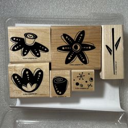 STAMPIN’UP! • “Funky Flowers” Wood Mounted Rubber Stamp Set (6pcs)