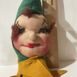 Vintage Kitchen Witch/elf  Nylon Face Handmade Finger Hand Puppet 7”