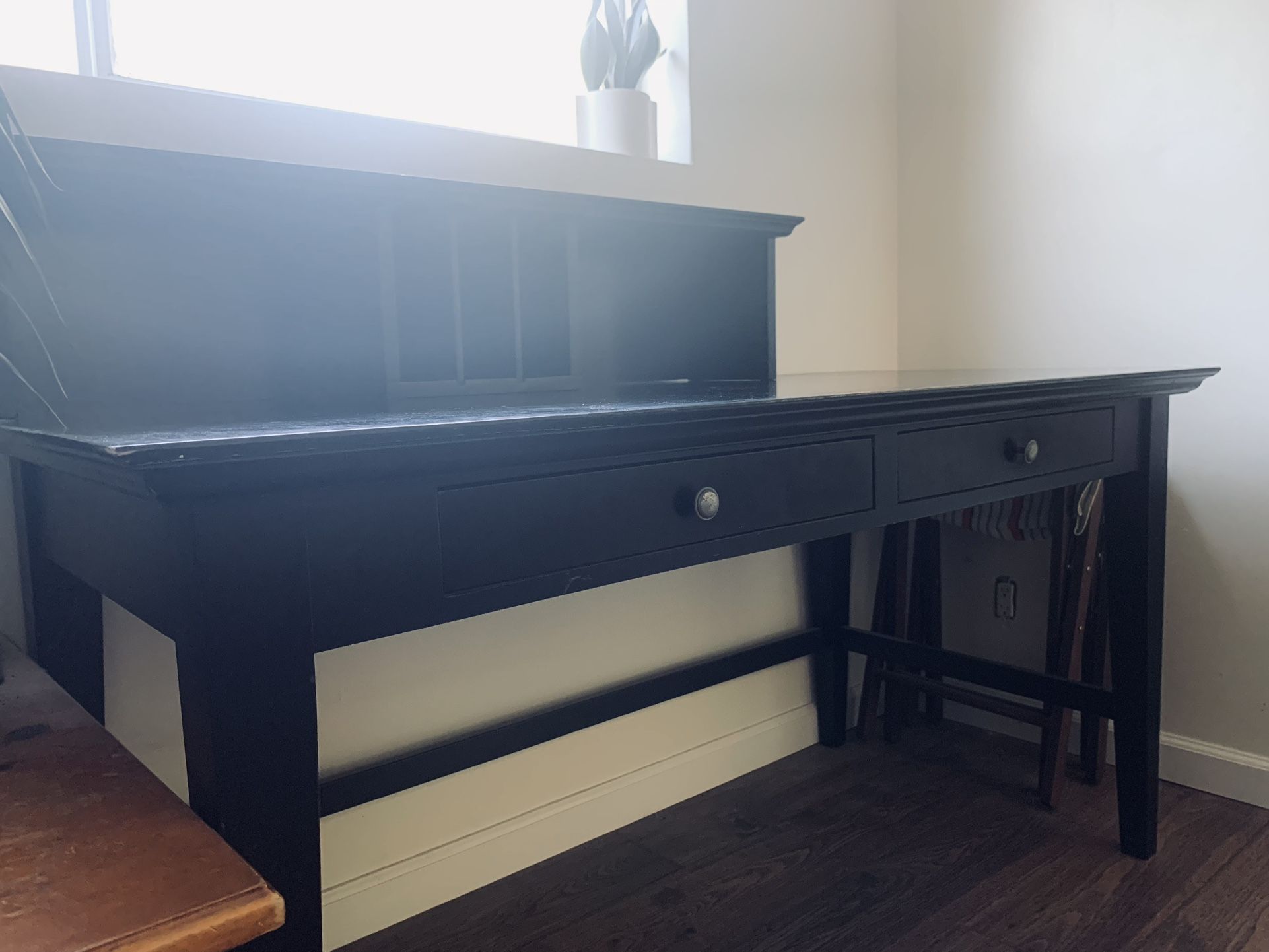 Wooden Desk & Hutch