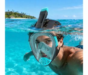 Full Face Snorkel Mask, Snorkeling Gear for Adults, Scuba Mask Diving Dry Top Snorkel Gear with Detachable Camera Mount, 180° Panoramic View Anti-Leak