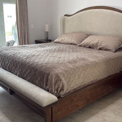 Solid Wood Upholstered Bed 