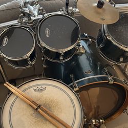 Pro Drum Set – Tama 6pc, Zildjian K Custom Cymbals, Sabian AAX, Black Panther Snare, Rack, Mics +