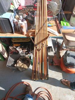 Pool sticks and rack
