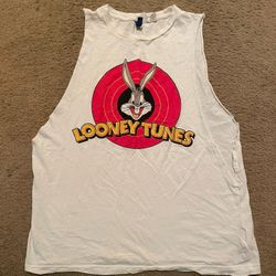 Looney Tunes white muscle tank top Size M #cartoon #summer