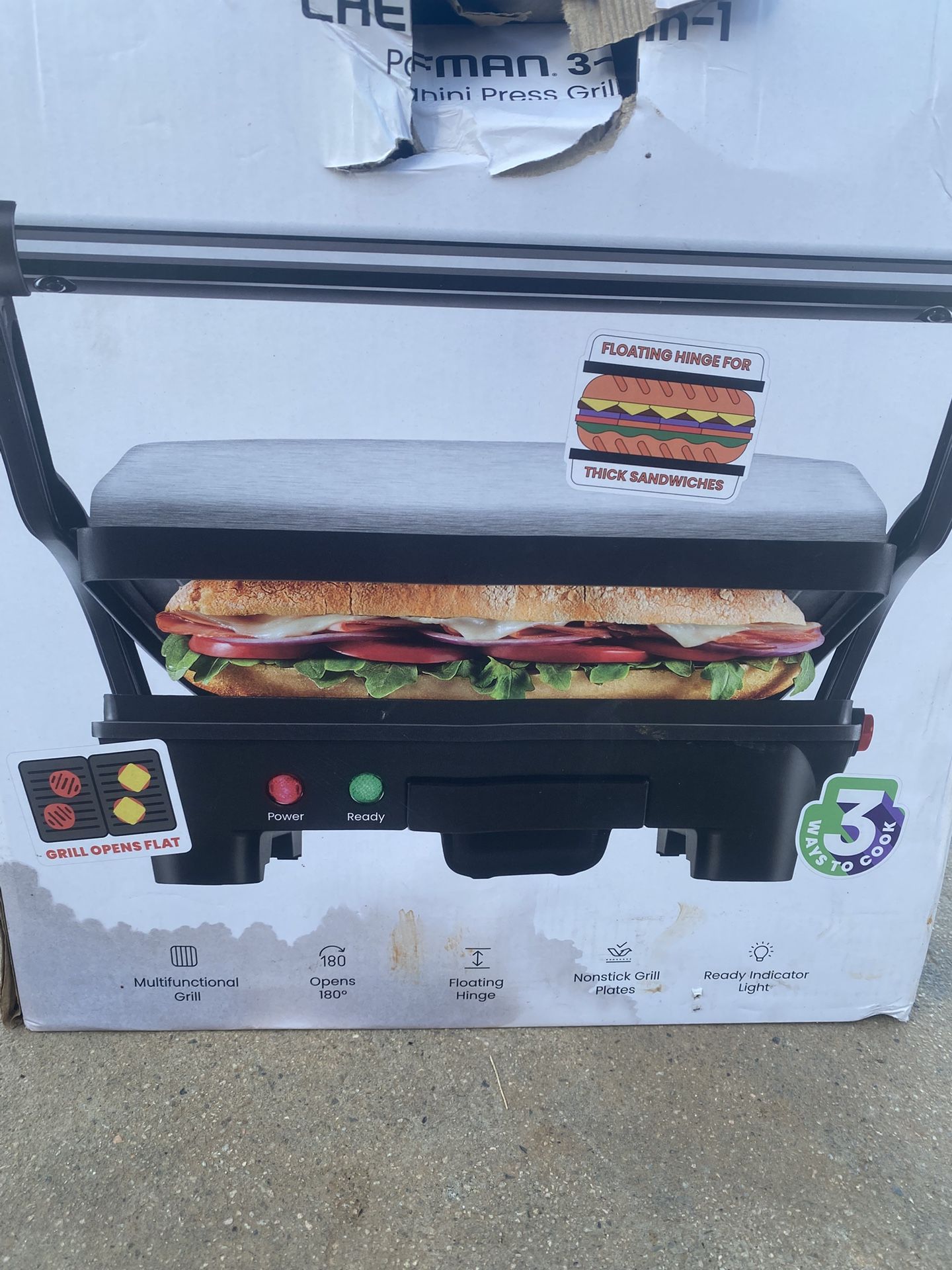 Chefman 3-in-1 Panini Press Grill