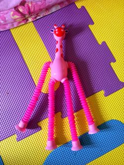 Pink Giraffe Suction Cup Pop Tube Toy