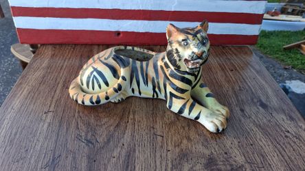 Vintage Ceramic Tiger Figurine Planter
