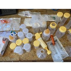 Medela Breast Feeding Kit Lot - Tubes Bottles Flanges Nursing Pads Etc.