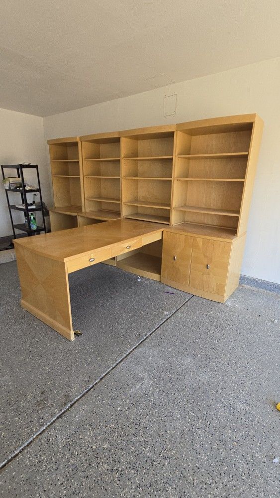 Custom Office Bookshelf & Desk – 3 Sections – $250 Negotiable