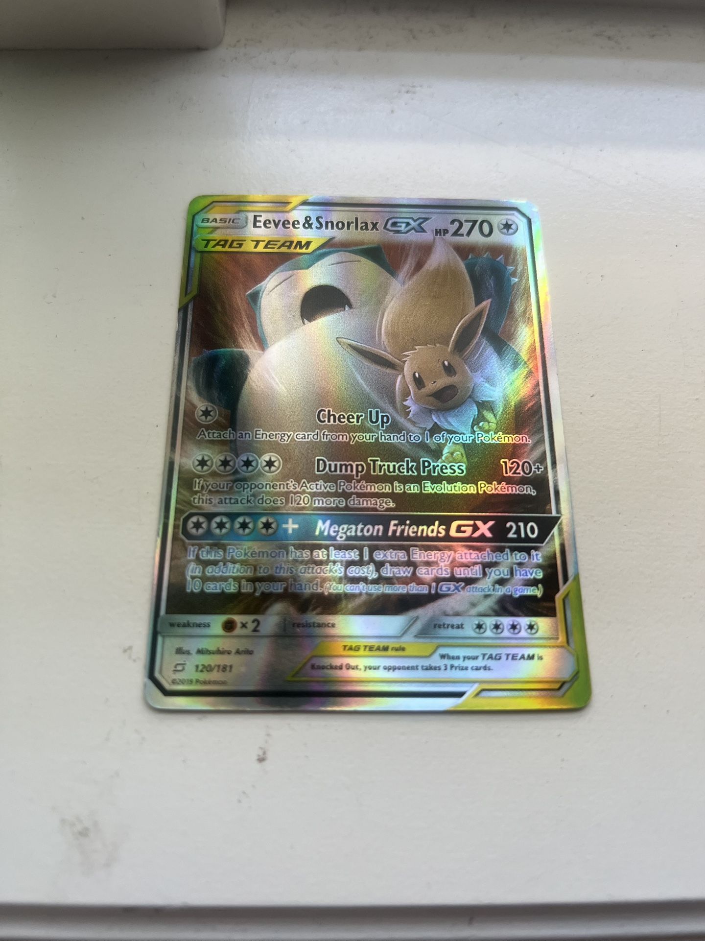 2019 POKEMON SM BLACK STAR PROMO TAG TEAM TINS FULL ART/EEVEE & SNORLAX GX#SM169