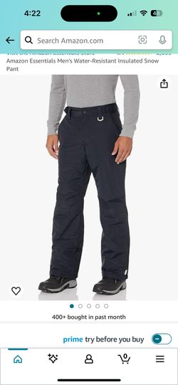 Amazon Essentials Men's Water-Resistant Insulated Snow Pant Ski Large Snowboard