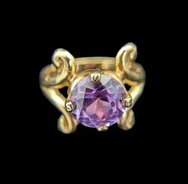 14K Yellow Gold Lab Grown Sapphire Ring 