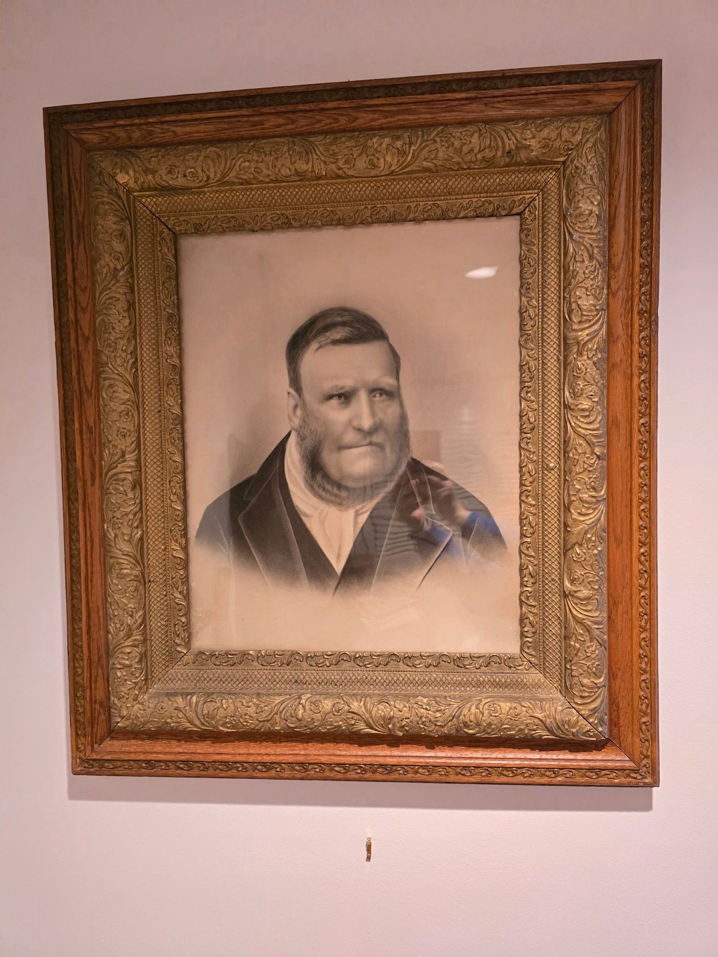 Antique Victorian Crayon Portrait - Ornate Gilt & Wood Frame