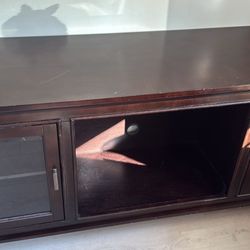 Classic Dark Wood Entertainment Center / TV Stand with Glass Doors