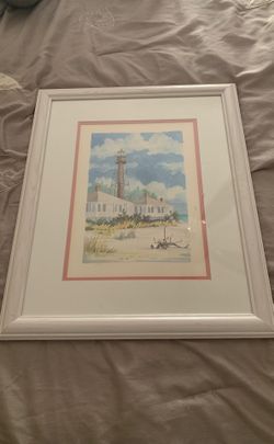 Lighthouse beach framed picture