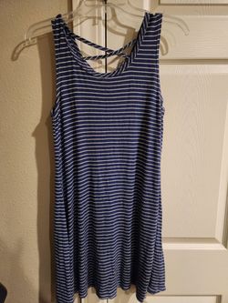 Womens blue and white striped maxi dress