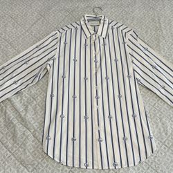GUCCI DOUBLE G STRIPE COTTON SHIRT 
