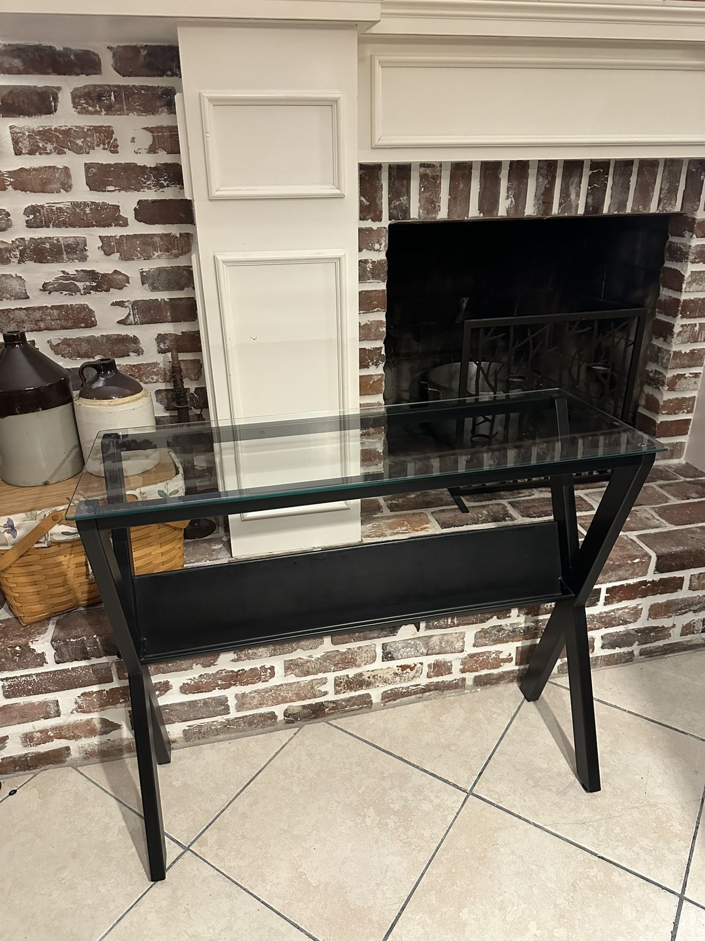 Pottery Barn Bentley Glass Console Table / Entryway Table with Magazine or Book Shelf / Sofa Table