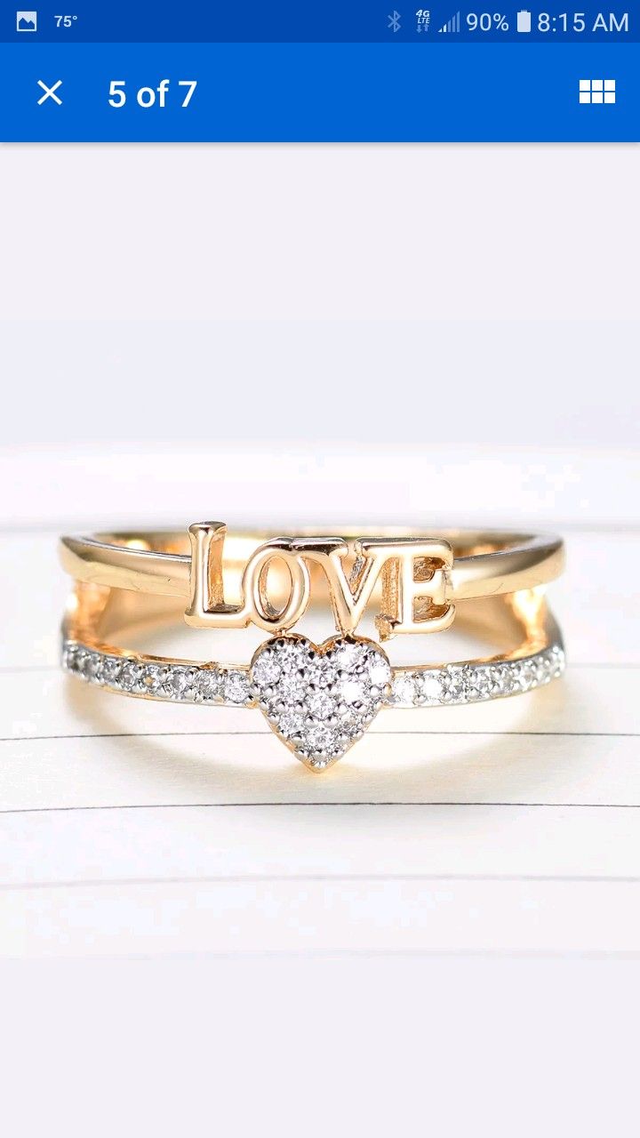 18 karat gold filled love and hearts sapphire ring size 7