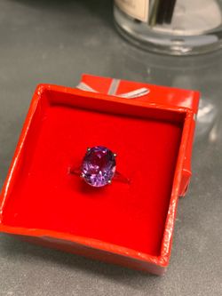 Purple Amethyst 925 Sterling Silver Ring Size 7