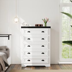 5-Drawer 43" Tall Dresser with Built-in Charging Station